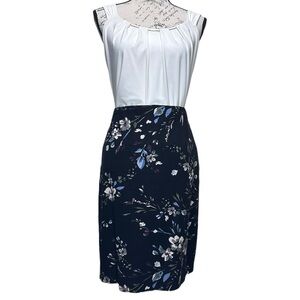 White House Black Market Black & Floral Skirt Size 12